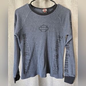 Vintage Y2K Harley Davidson Thermal Shirt Womens M Long Sleeve Spellout USA Made
